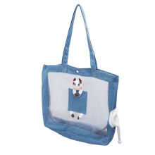 Borsa-trasportino per gatti in tela traspirante e rete, Blu