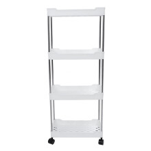 Carrello a ruote allargato 4 ripiani bianco 35x21x85 cm