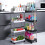 Breiter Rollwagen 4 Ebenen schwarz 35x21x85 cm 5