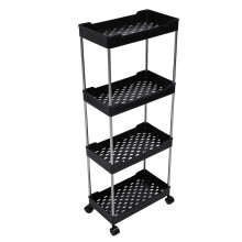 Breiter Rollwagen 4 Ebenen schwarz 35x21x85 cm