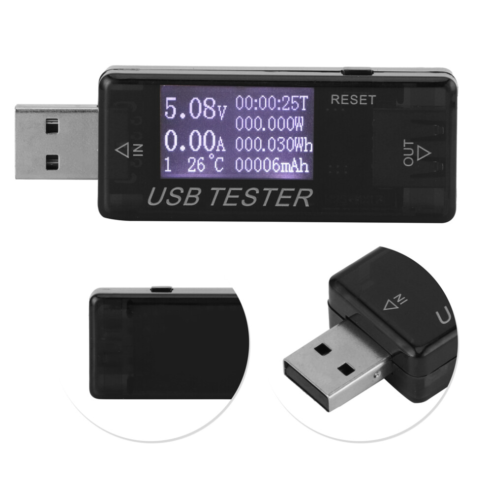 8-In-1 Usb Digital Voltage Current Meter Detector 0Â5A 150W Black 8731334727203