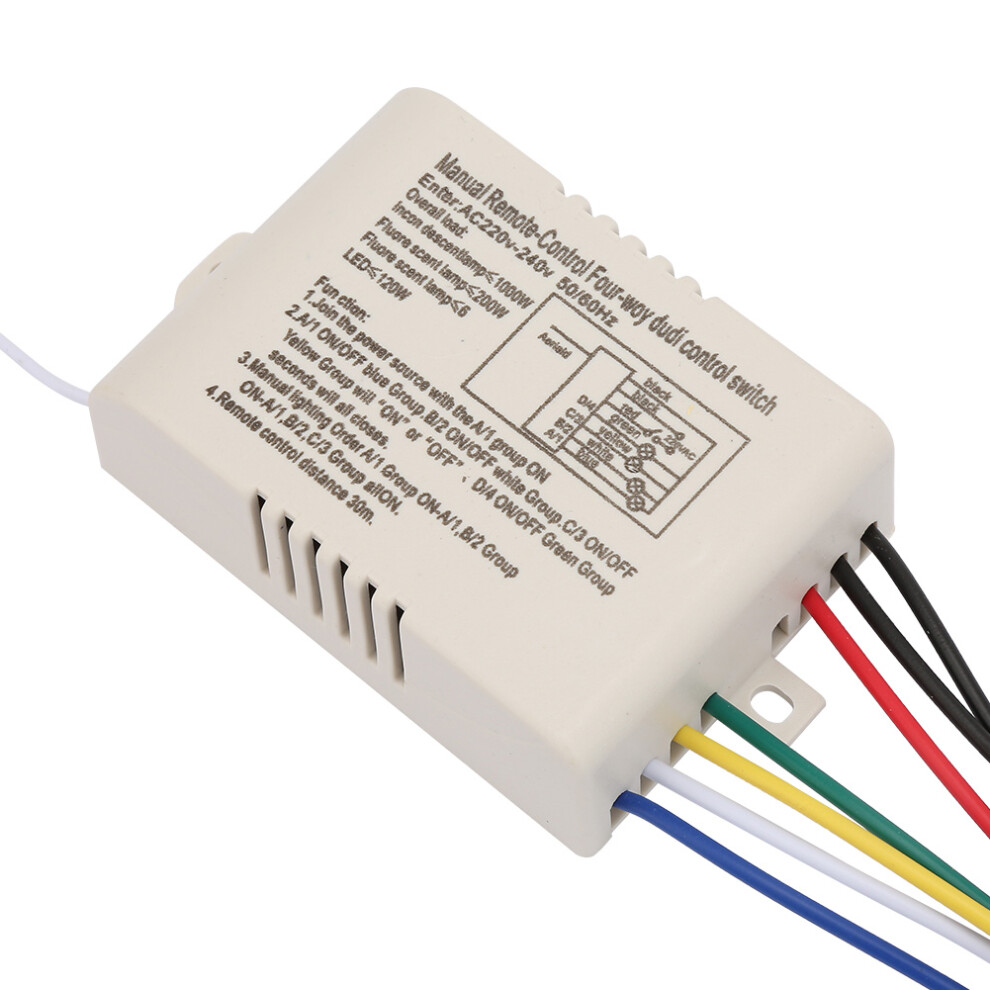 Digital Wireless 4-Way 220V Wall Receiver With Remote Transmitter 4961334725044