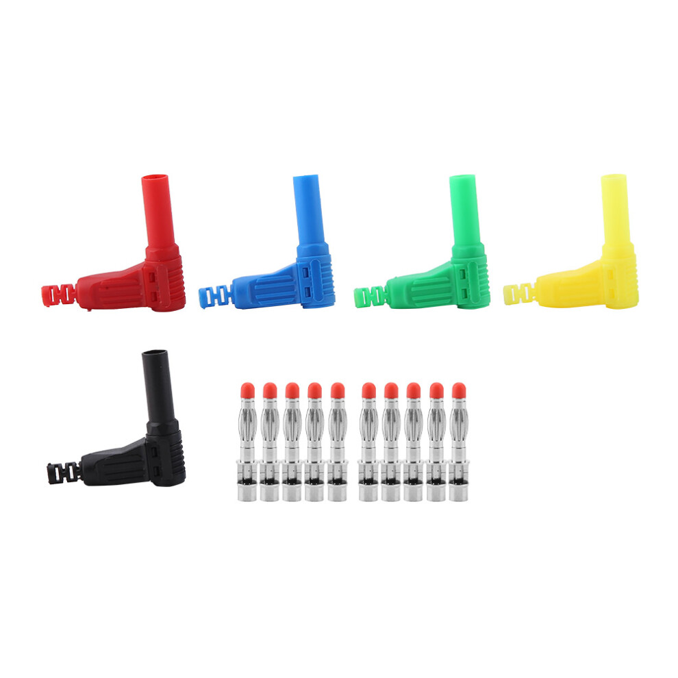 10Pcs P3014 4Mm Banana Plug Safety Sheathed Right Angle Connectors 6931334735969
