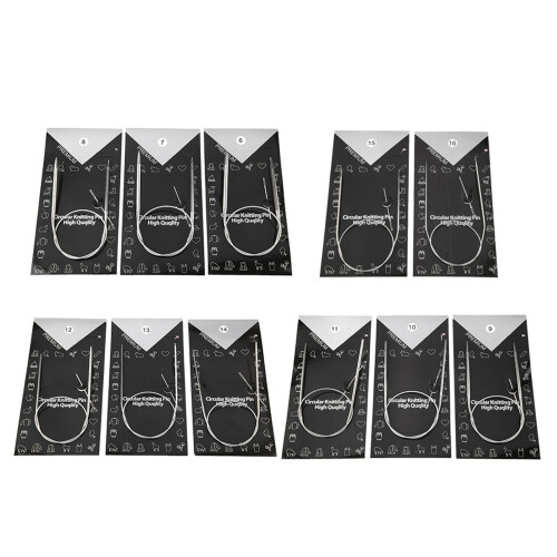 11pcs Stainless Steel Circular Knitting Needles Set - 65cm, Multi Sizes 1