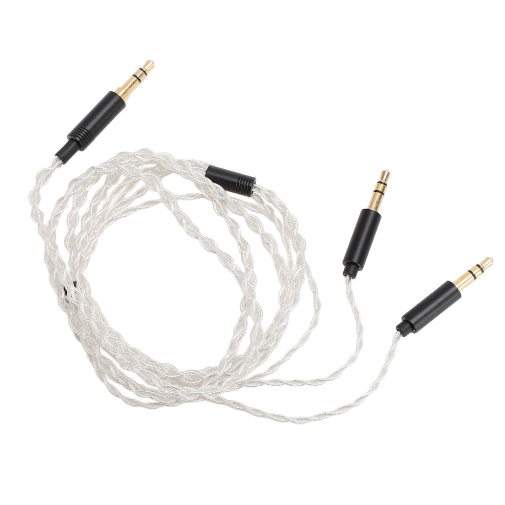 Upgraded Plated Copper Earphone Cable 3.5Mm To Dual 3.5Mm 1.2M Silver 9401334739146