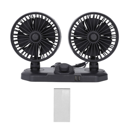 USB-Auto-Ventilator mit zwei Köpfen, 12V, 360 Rotation, 2-Geschwindigkeiten 2