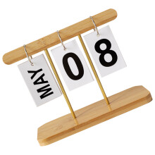 Aufstellbarer Flipkalender, 20x8x16 cm, Holzfarbe