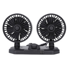 USB-Auto-Ventilator mit zwei Köpfen, 12V, 360 Rotation, 2-Geschwindigkeiten