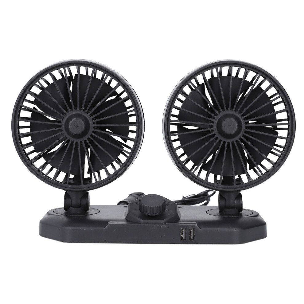 Dual Head Car Fan Usb 12V Oscillating 2 Speeds For Suv Truck 3741334746376