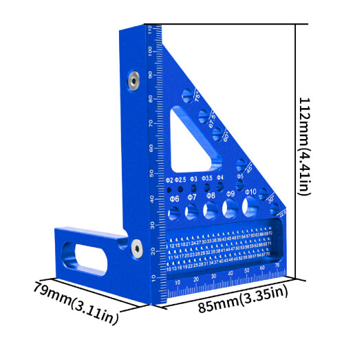 Regla triangular de aluminio transportador azul 1