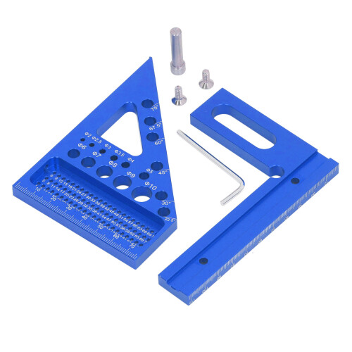Regla triangular de aluminio transportador azul 2