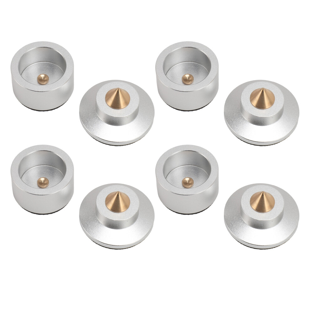 4Pcs Aluminum Alloy Speaker Isolation Feet Pad For Subwoofer & Amplifier Silver 3081334750868