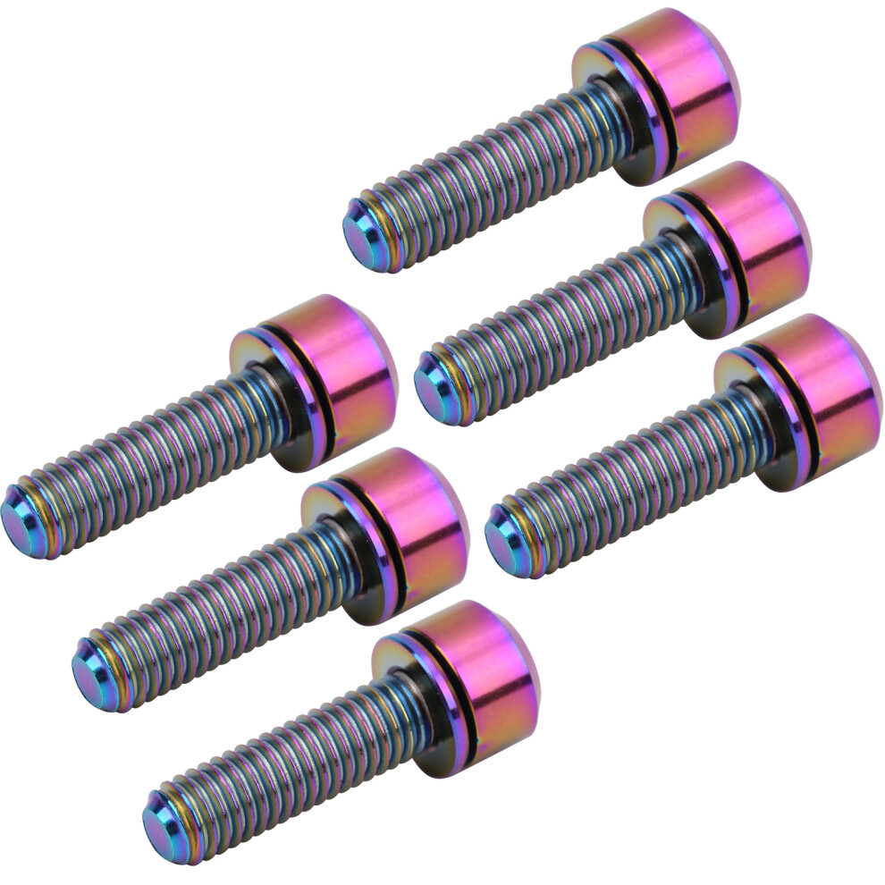 6Pcs Titanium Alloy M5x18 Bicycle Stem Screws, High Strength, Colorful-image-OPC-PJD827X-NEW