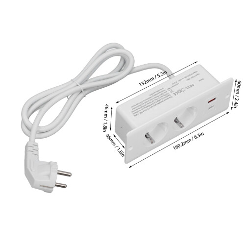PD20W USB-C/USB-A 3000W 160x60x46mm Noir 1