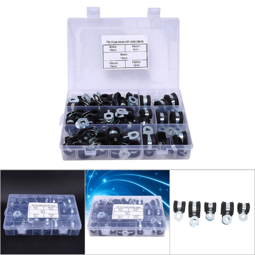 50 Pcs R-Type Rubber Padded Hose Clamp 6-16Mm Electrical Wire Clip 8471334757700