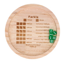 Vassoio per dadi Farkle in legno di pino 18 cm finitura naturale
