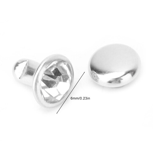 Kristall-Einlage 6 mm Silber-Nieten #1 100 Stück 1