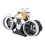 Mechanical Flip Clock Motorcycle Desk Clock Silver Orange, AA Powered 6