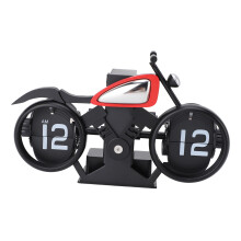 Mechanical Flip Motorcycle Clock 18.8cm Black Red Plastic PVC Battery-Powered