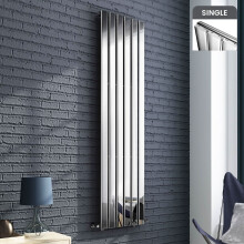 iBathUK Apex Vertical Column Designer Radiator, Single Flat Panel, UK Radiators,Chrome ,1800â×â452âmm