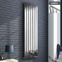 iBathUK Apex Vertical Column Designer Radiator, Single Flat Panel, UK Radiators, Chrome, 1800â×â528 mm