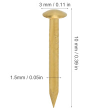 100Pcs 10mm Brass Round Head Nails for DIY Vintage Craft Projects