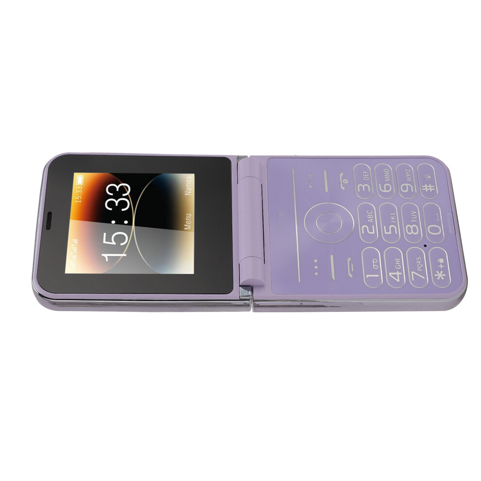 Flip Phone For Seniors 1400Mah 4 Cards Dual Screen 2.6In Purple 7901334779620