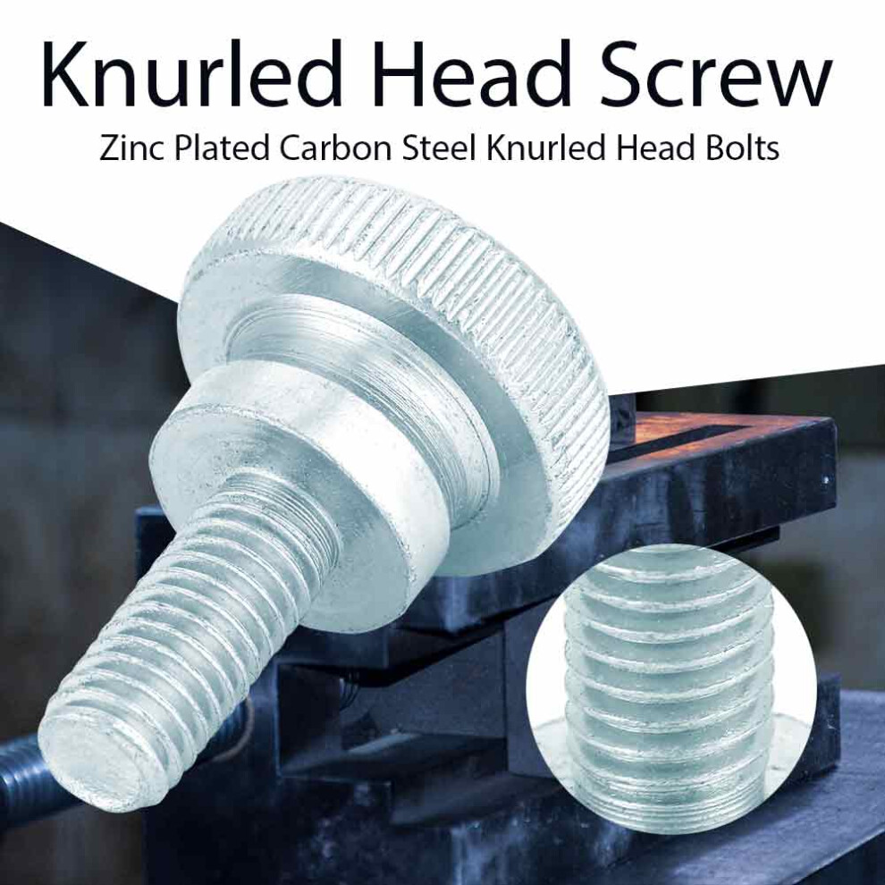 10Pcs M8x18 Zinc Plated Carbon Steel Flat Knurled Head Thumb Screws 3761334785618