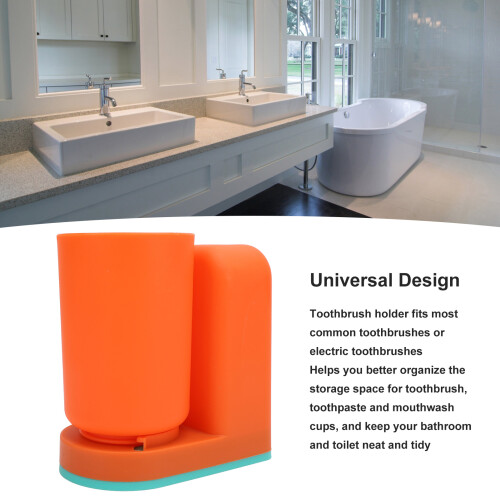 Porte-brosse à dents mural orange avec gobelet 2