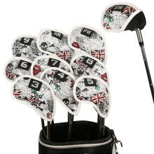 10 Stück Skull USB Golfschlägerköpfe Abdeckungen PU Leder Golfschlägerkopfhauben Kopfhauben Rot