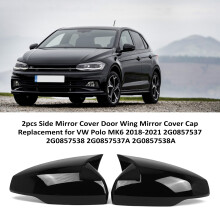 2pcs Black Side Mirror Covers for VW Polo MK6 2018-2021 28.5x17.5x13cm