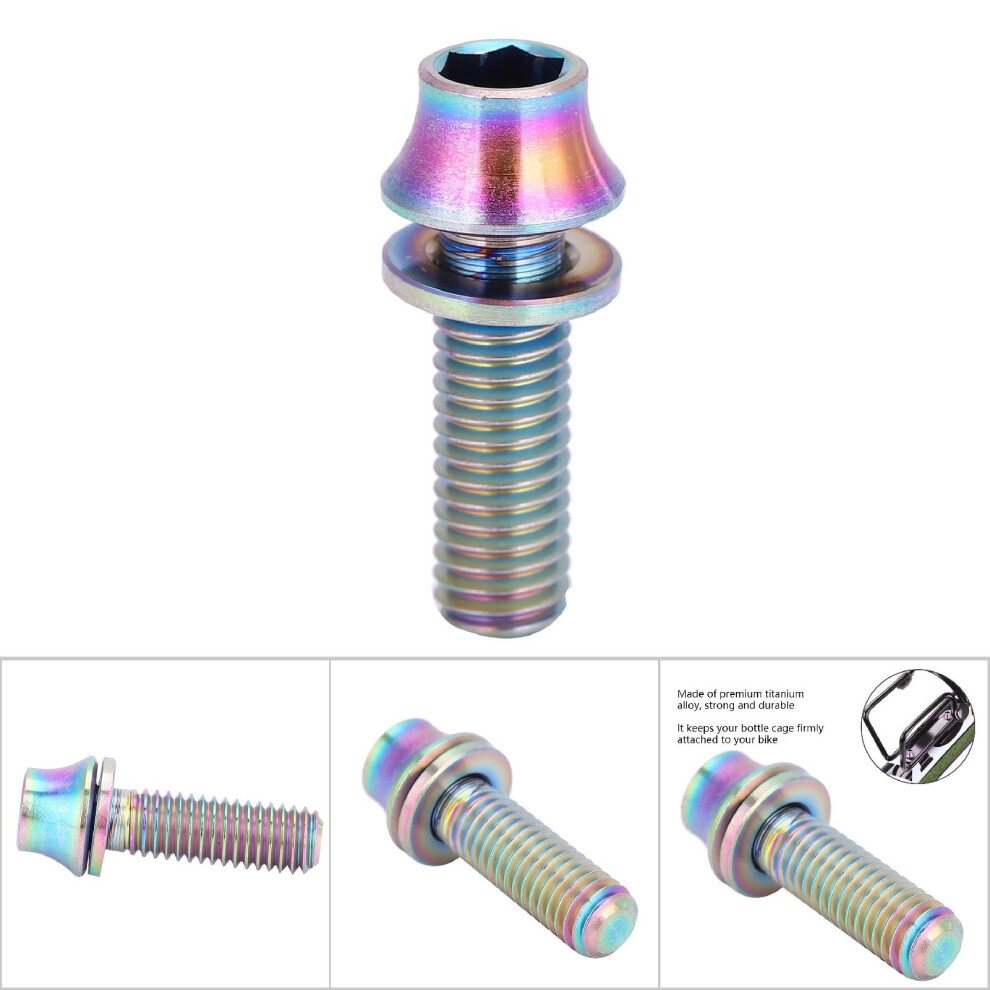 Titanium Alloy Water Bottle Cage Screw Bolt M5x16mm Rainbow With Washer 8441334798522