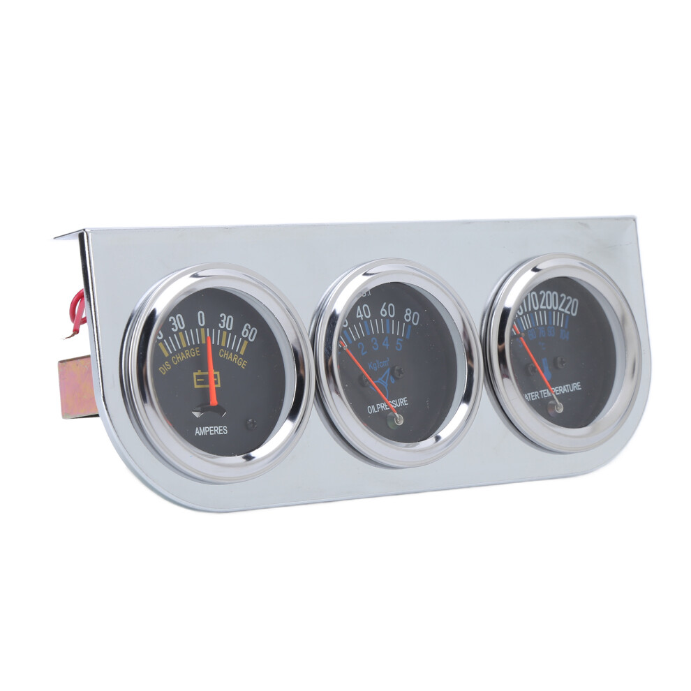 52Mm Triple Gauge Kit 0-80 Psi Water Temp 60-0-60 Amp For 12V Vehicles 8751334804254