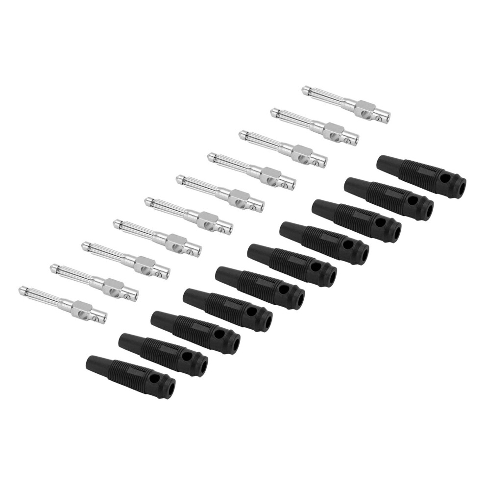 10Pcs 4Mm 7Pin Copper Banana Plugs 1000V 32A Black Stackable 8751334806081