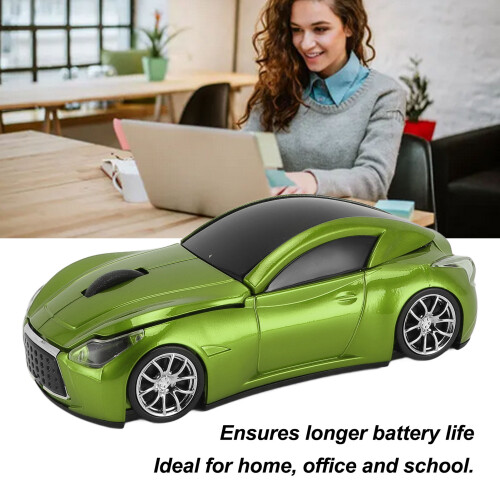 Mouse wireless a forma di auto sportiva 1600 DPI verde 2