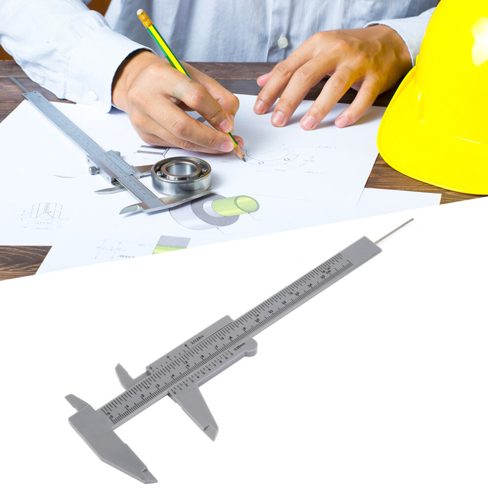Gray 150Mm Double Rule Vernier Caliper Plastic Accurate 0.5Mm Measurement 8771334812684