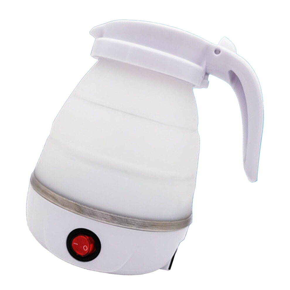 Foldable 600ml Silicone Electric Kettle - Portable, Prevent Dry Burning, 110V White