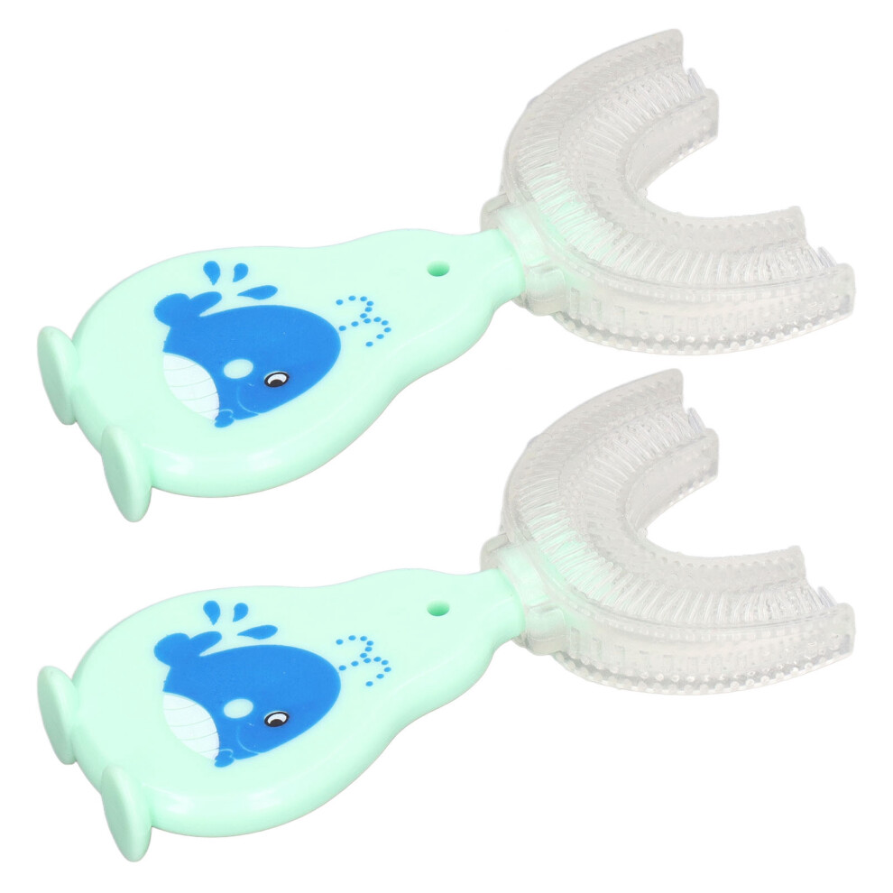 2pcs Kids U Shaped Soft Silicone Toothbrush for Ages 6-12, 360 Oral Clean