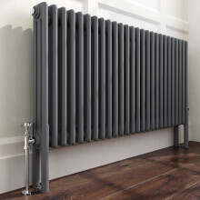 iBathUK Regency Traditional Cast Iron Style Radiator, Triple Panel Horizontal Classic Heating, Designer Radiator, Matt Anthracite, 600 x 1177 mm