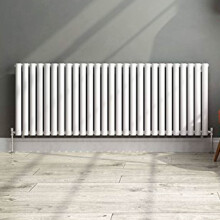 iBathUK Strata Modern Horizontal Column Designer Radiator, Single Oval Panel UK Radiator, White, 600 x 1620 mm