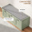 Homcom HOMCOM 3-Door Shoe Storage Bench Cushion Seat Slatted Doors, Green 5