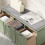 Homcom HOMCOM 3-Door Shoe Storage Bench Cushion Seat Slatted Doors, Green 8