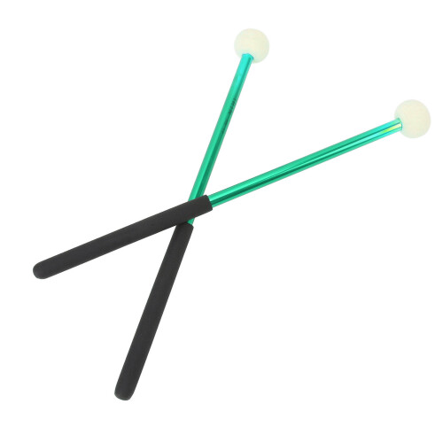 2 pezzi di mazza per timpani verde - testa in feltro morbido