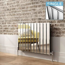iBathUK Apex Horizontal Column Designer Radiator, Single Flat Panel Heating, Chrome, UK Radiators, 600 x 830 mm