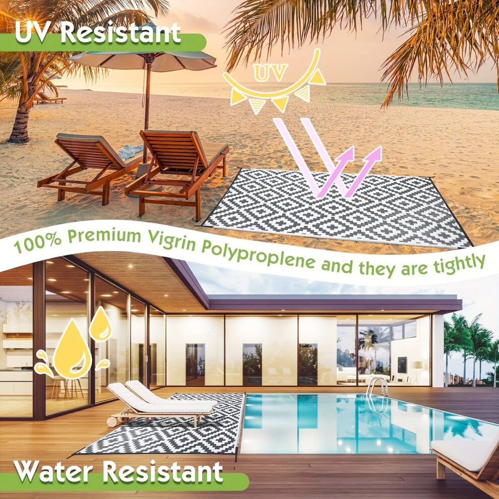 Reversible Outdoor Rug for Terrace and Camping, 6x9ft/180x270cm