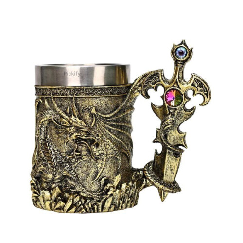Edelstahlbecher Drache - Isolierter Bier- und Kaffeebecher mit Drachendekor