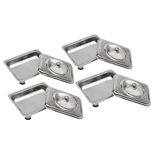 4PCS Stainless Steel Food Warmer Buffet Server Hotplate Tray W/ Lid