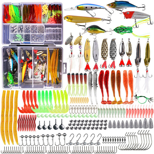 Kit di 327 pezzi di esche da pesca 22,5 x 15,5 x 6 cm, Multicolore 2