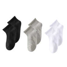 3 Paar Kinder Weiche Baumwollknöchel襪chen Jungen Mädchen Atmungsaktive Mesh Sport-Socken Schwarz Weiß Grau 3-5 Jahre Alt für Schuhgröße 20-