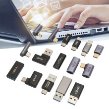 16 Stück USB Adapter USB 3.0 3.1 Typ C Aluminiumlegierung Verschiedene Winkel USB Adapter Kit für Handy, Computer und Peripheriegeräte